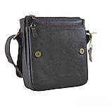 Чоловіча сумка через плече GS 23*20*7 см шкіряна флотар коричнева, фото 3