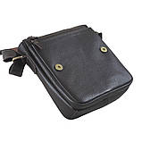 Чоловіча сумка через плече GS 23*20*7 см шкіряна флотар коричнева, фото 5