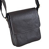 Чоловіча сумка через плече GS 23*20*7 см шкіряна флотар коричнева, фото 6