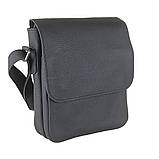 Чоловіча сумка через плече GS 23*20*7 см шкіряна флотар чорна, фото 2