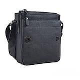 Чоловіча сумка через плече GS 23*20*7 см шкіряна флотар чорна, фото 3