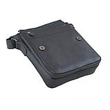 Чоловіча сумка через плече GS 23*20*7 см шкіряна флотар чорна, фото 7