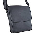 Чоловіча сумка через плече GS 23*20*7 см шкіряна флотар чорна, фото 8