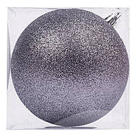 Новорічна куля Novogod&lsquo;ko, пластик, 10 cм, сірий графіт, гліттер