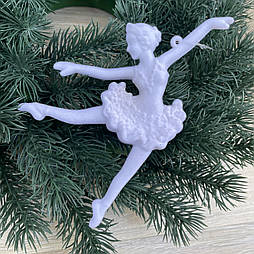 Новорічна прикраса Балерину біла оксамитова 10.5 см