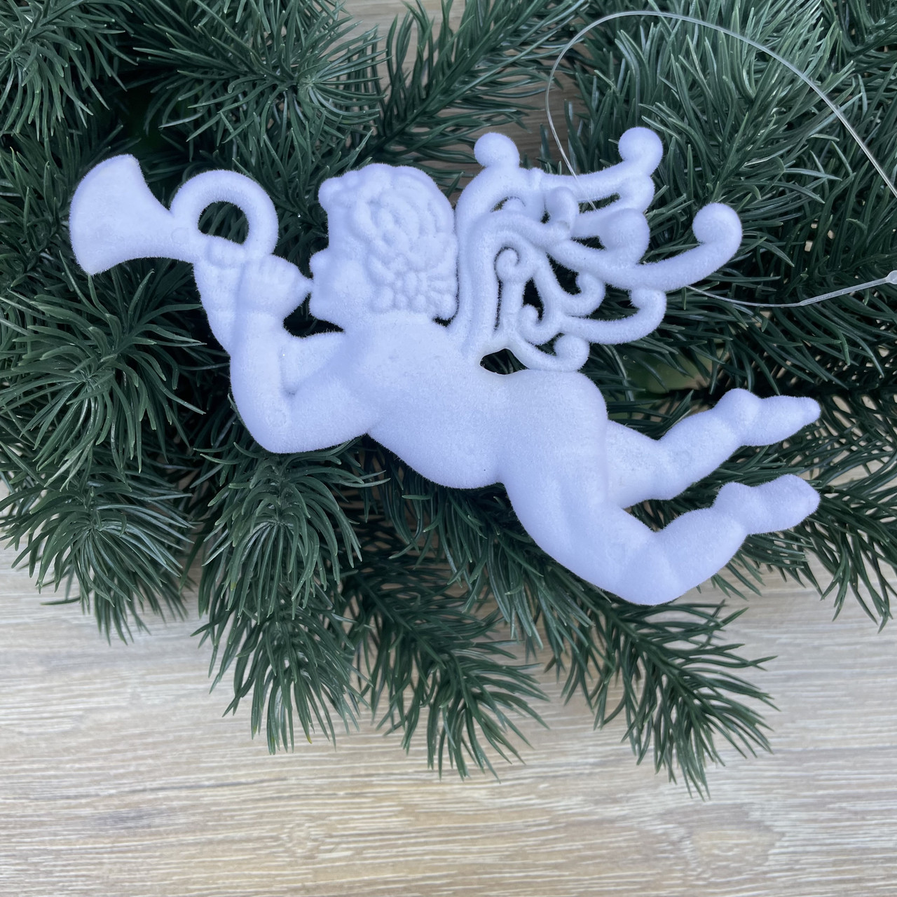 Новорічна прикраса «Ангели» 13 см оксамит, фото 1