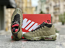 Чоловічі термокросівки Nike 95 Sneakerboot Green Khaki Найк 95 Снікерсбут високі Хакі термошкарпетка єврозима, фото 4