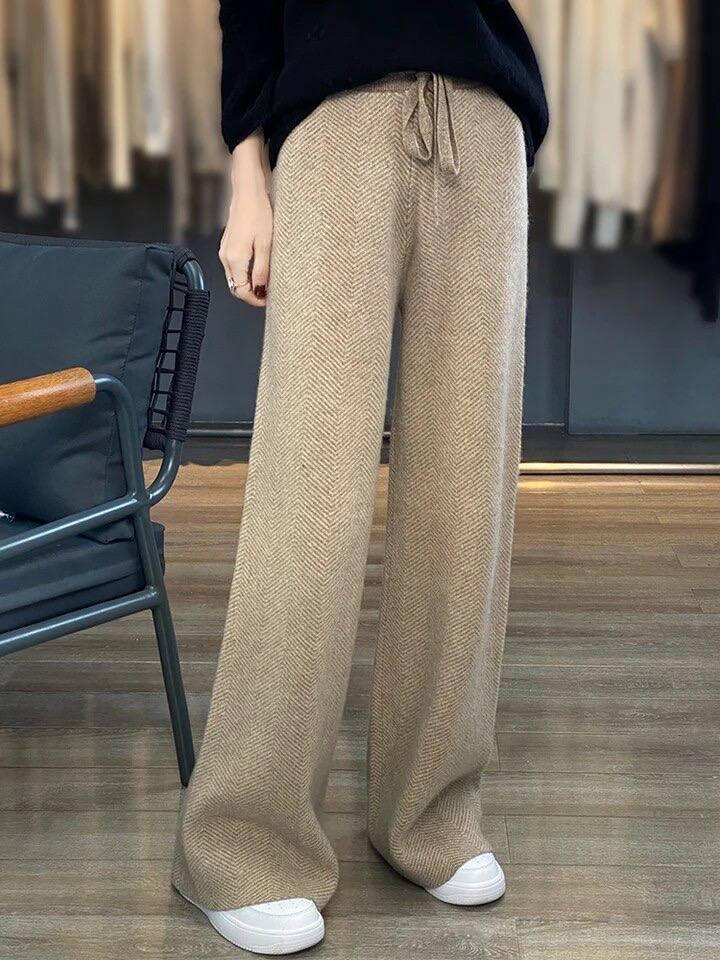 Женские теплые брюки палаццо, 42-44, 46-48, 50-52, серый, беж, кашемир ...