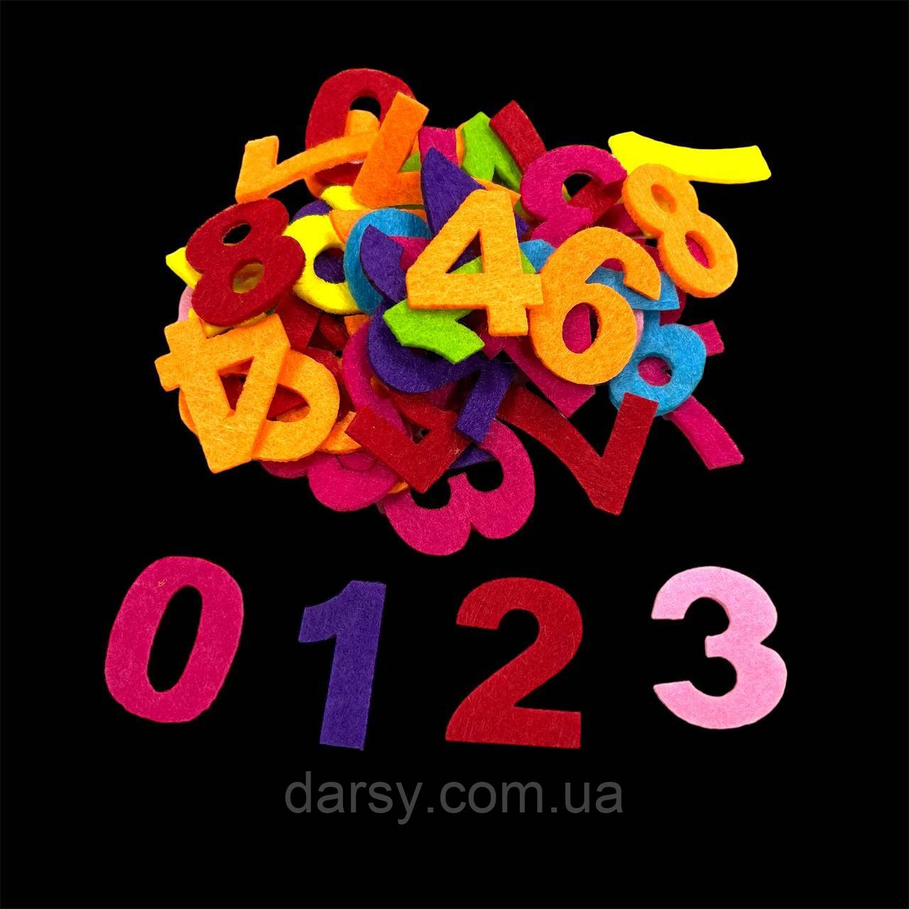 Цифри з фетру, 3 см, колір асорті (50 шт), фото 1