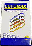 Скрiпки кольорові Buromax 28 мм круглі 100 шт. в карт.упаковці 5015, фото 4