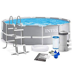 Басейн каркасний Intex 26716 Prism Frame Pool, фільтр-насос в комплекті, 366 x 99 см