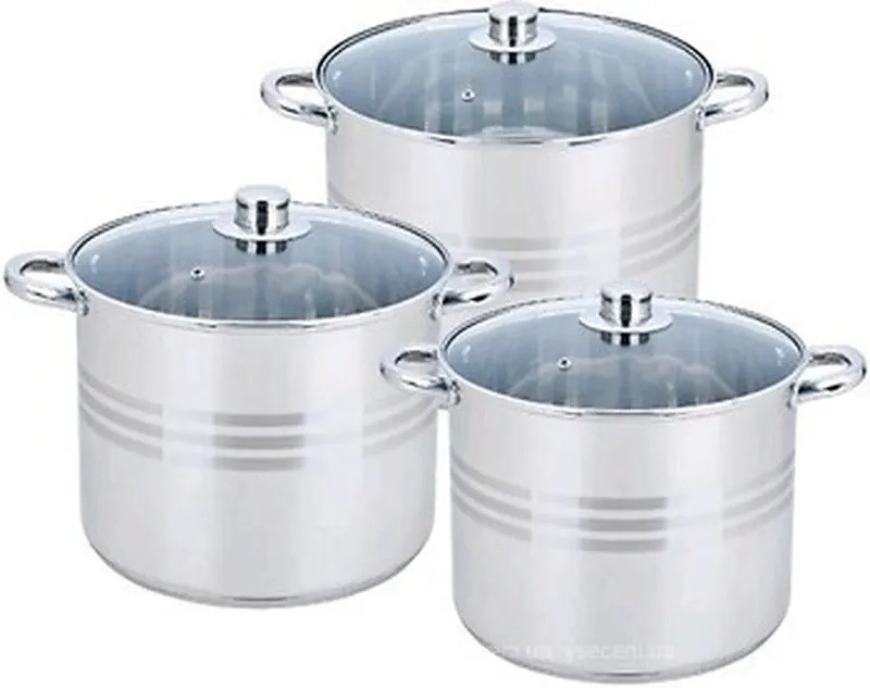 Набір каструль Bohmann BH-3462, 6 предметів нержавіюча сталь, для індукції