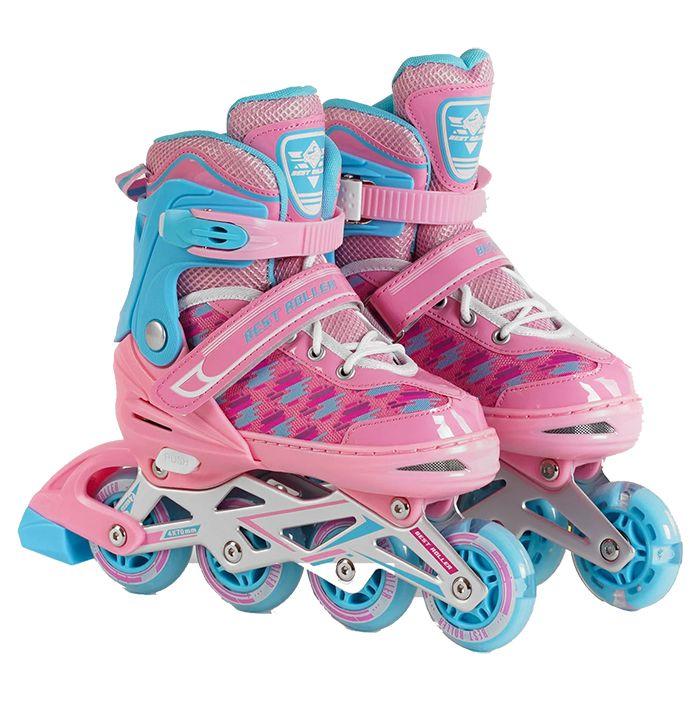 Розсувні ролики дитячі Best Roller 41011-М, розмір 35-38, рожевий, з підсвічуванням, фото 1