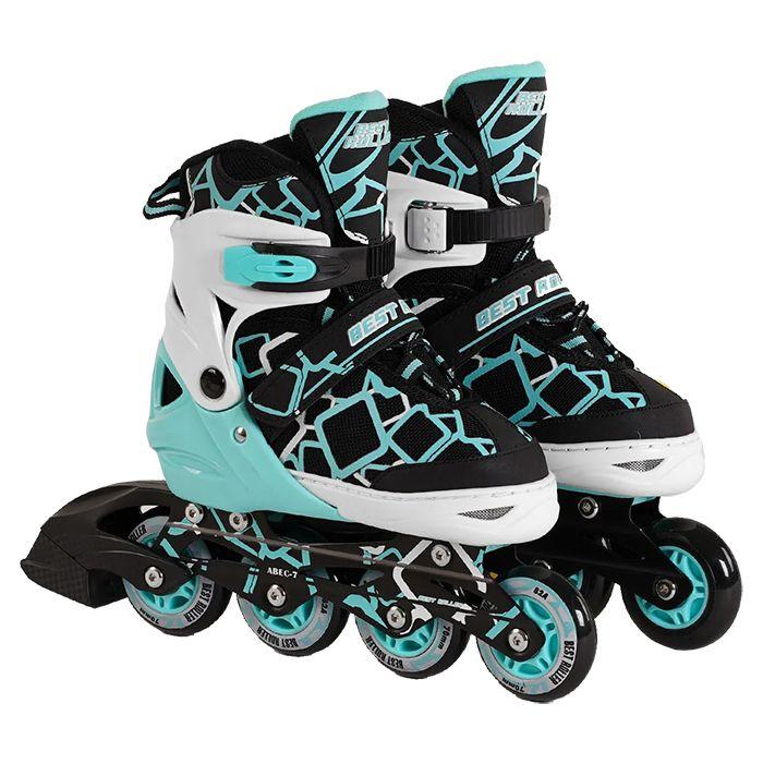 Розсувні ролики дитячі Best Roller 4414-М, розмір 35-38, блакитний, з підсвічуванням, фото 1