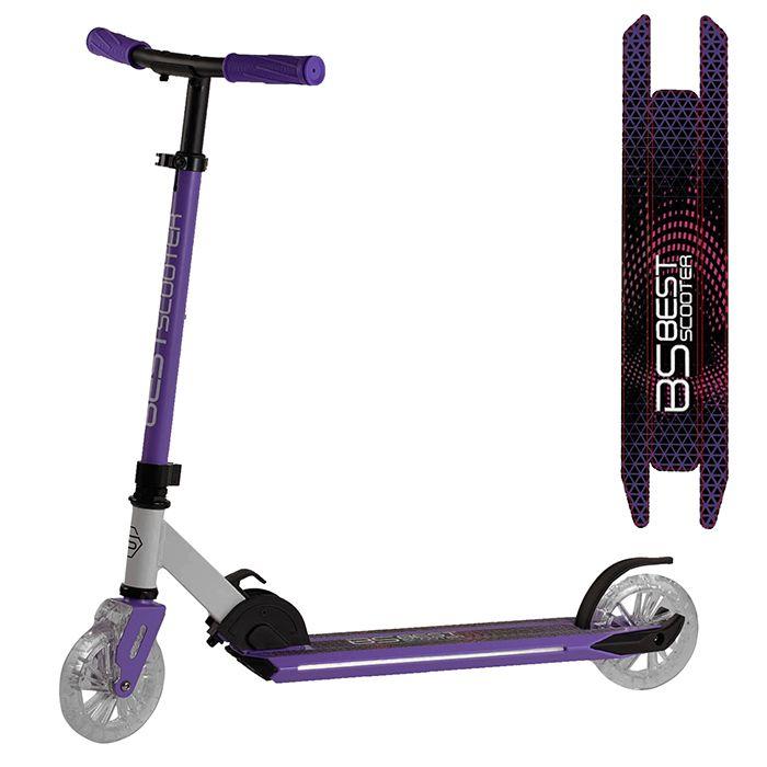 Самокат двоколісний Best Scooter J-1975 фіолетовий, діаметр коліс 145мм, колеса, що світяться., фото 1