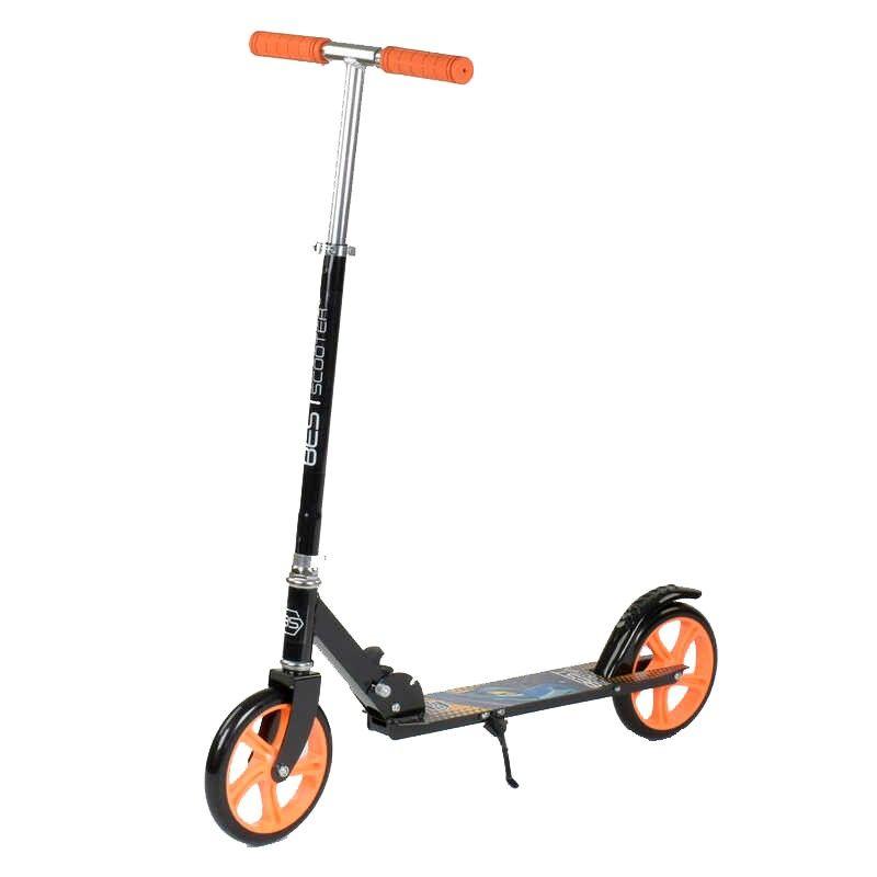 Самокат двоколісний складаний Best Scooter 42714 Чорний з оранжевим, фото 1