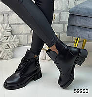 Женские зимние ботинки - Agata, натуральная кожа черного цвета.
