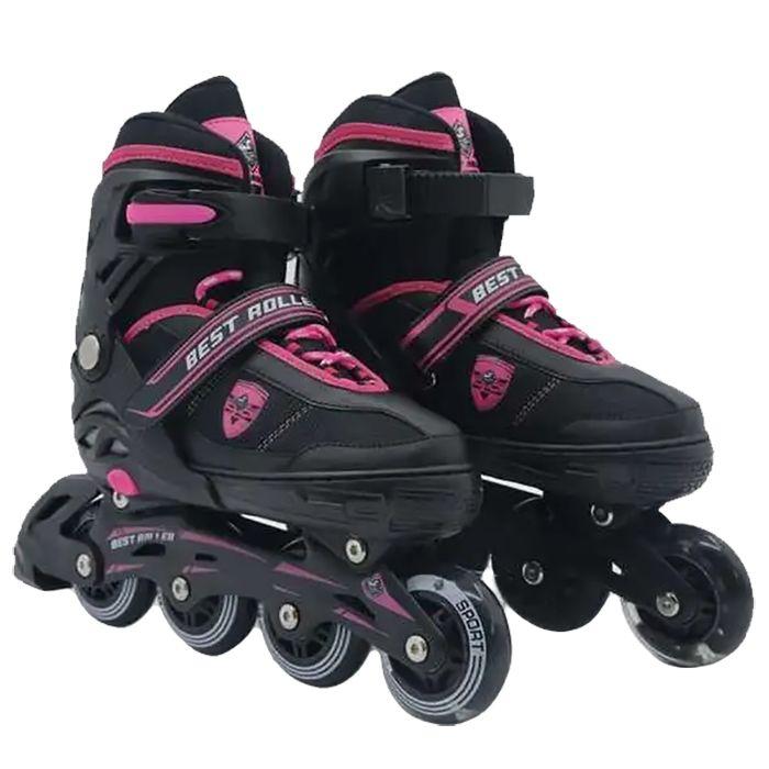Розсувні ролики Best Roller 20233-S, розмір 31-34, рожеві колеса, що світяться.