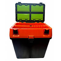 Ящик для зимней рыбалки двухсекционный 18л черно-оранжевый
