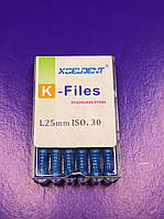 Ендодонтичні ручні K-Files Xceldent 25мм №30 25мм, 6шт, К-файли 30 25мм