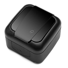 Розетка VIKO зовнішня Palmiye 1гніздо із заземленням та кришкою 90555108-UA1 чорна