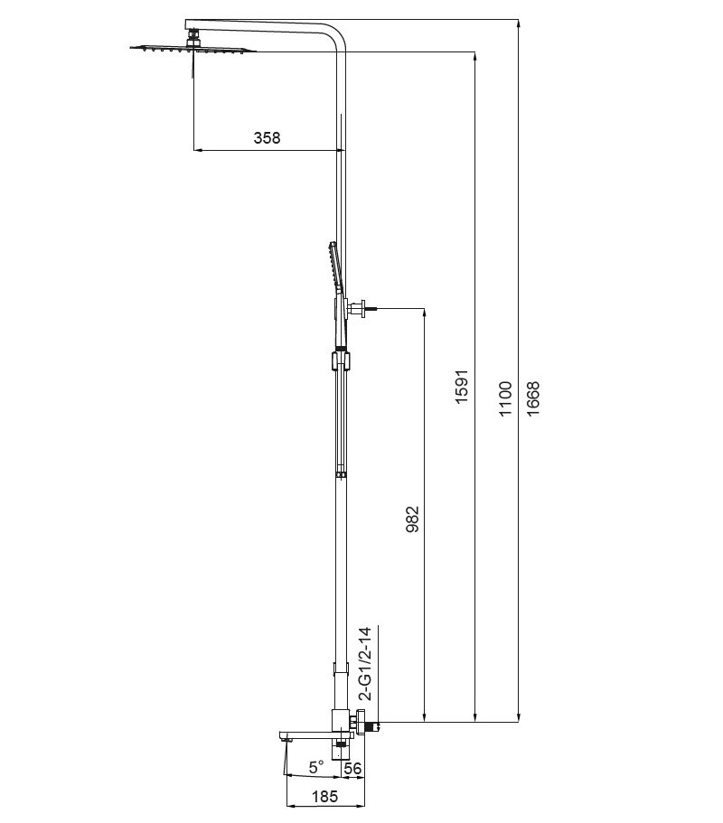 Душова колона із змішувачем KOER KB-56010-01 (Колір хром) (KR3494) DS