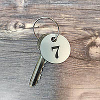 Номерки бирки брелоки для ключів круглі з номером або написом металеві
