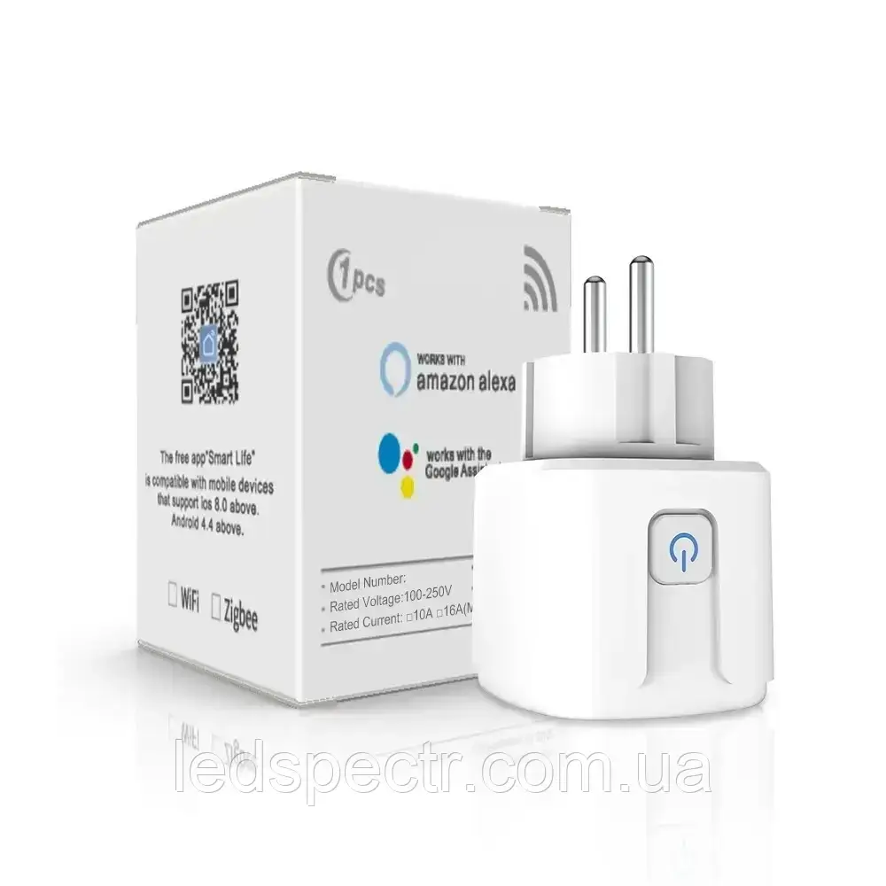 Розумна розетка Tuya Smart WiFi Head 20А з лічильником електроенергії 4400W