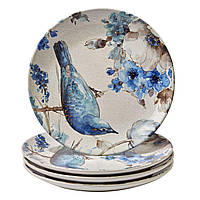 Набор из 4-х обеденных тарелок из керамики "Синяя птица" Certified International