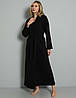 Турецький жіночий довгий домашній халат трикотаж 50-54, стьобаний 100% Бавовна, ТM Blackmore, чорний, фото 7