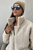 Короткая зимняя куртка с искусственным мехом овчины 44-48 размеры