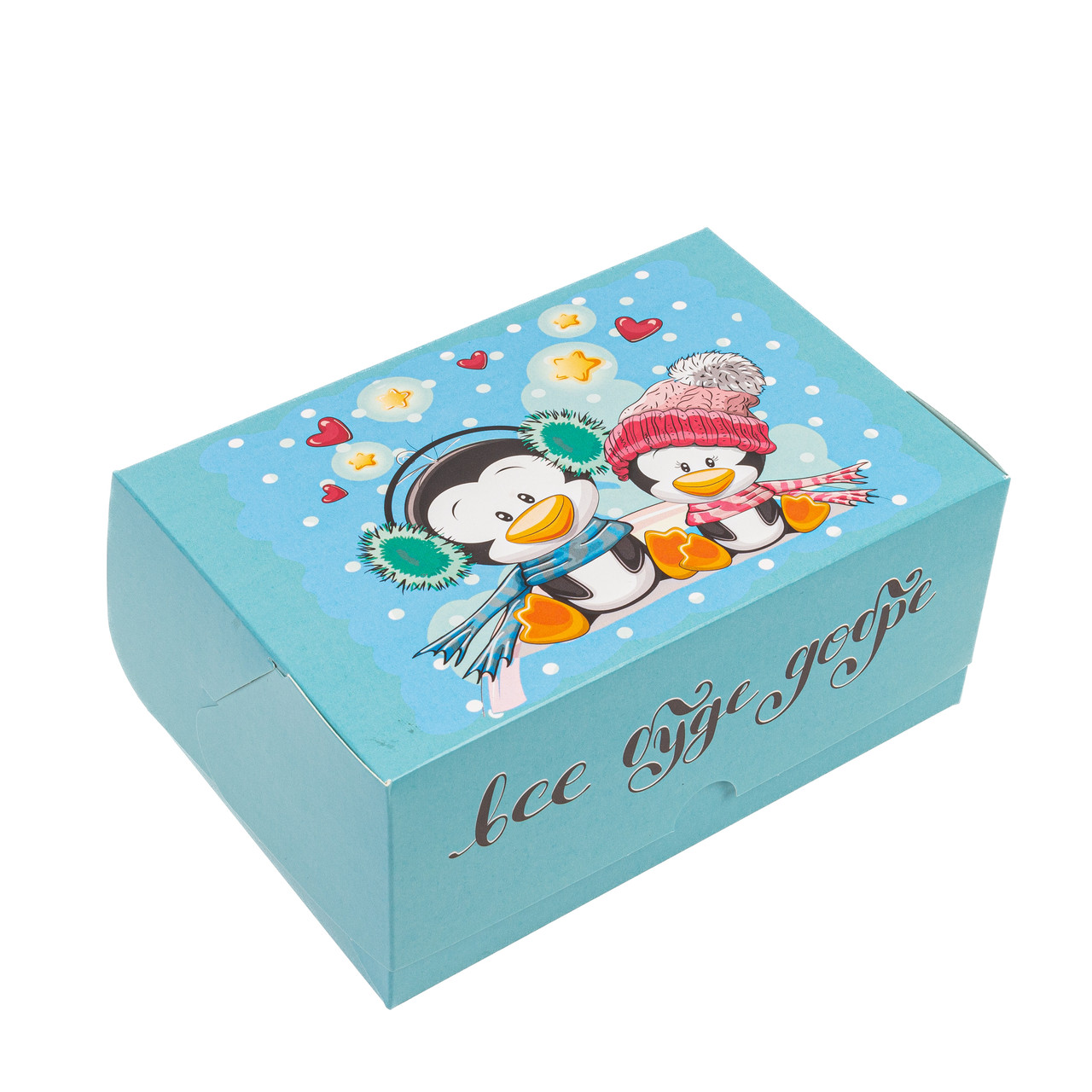 Коробка 180х120х80 (на 2 капкейка) без вікна "Пінгвіни", фото 1