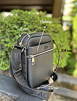 Мужская сумка Lacoste черная Месенджер мужской Лакосте Брендовая сумка Lacoste Барсетка на плечо нейлоновая