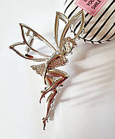 Женская большая металлическая заколка краб зажим крабик для волос девушка балерина крылья в серебре