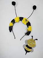 Обруч на голову+брошка бджілка ріжки бджілки обідок бджола під костюм бджілки ободок бджоли Бджілки Бджоли