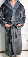 Чоловічий халат дуже теплий та м'який. Колір : сірий, коричневий, сливовий.