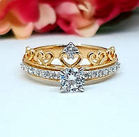 Женское кольцо Корона из медицинского золота Xuping. Размер 19,5. Кольца женские, позолота