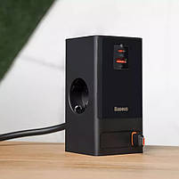 Мережева зарядка Baseus PowerCombo Digital PowerStrip 65W (2 AC + 1 USB + Type-C + Кабель Type-C) 1,5м, фото 10