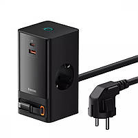 Мережева зарядка Baseus PowerCombo Digital PowerStrip 65W (2 AC + 1 USB + Type-C + Кабель Type-C) 1,5м, фото 6