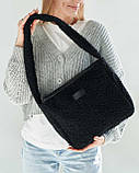 Жіноча хутряна сумка через плече у 4-х кольорах. Чорний., фото 4