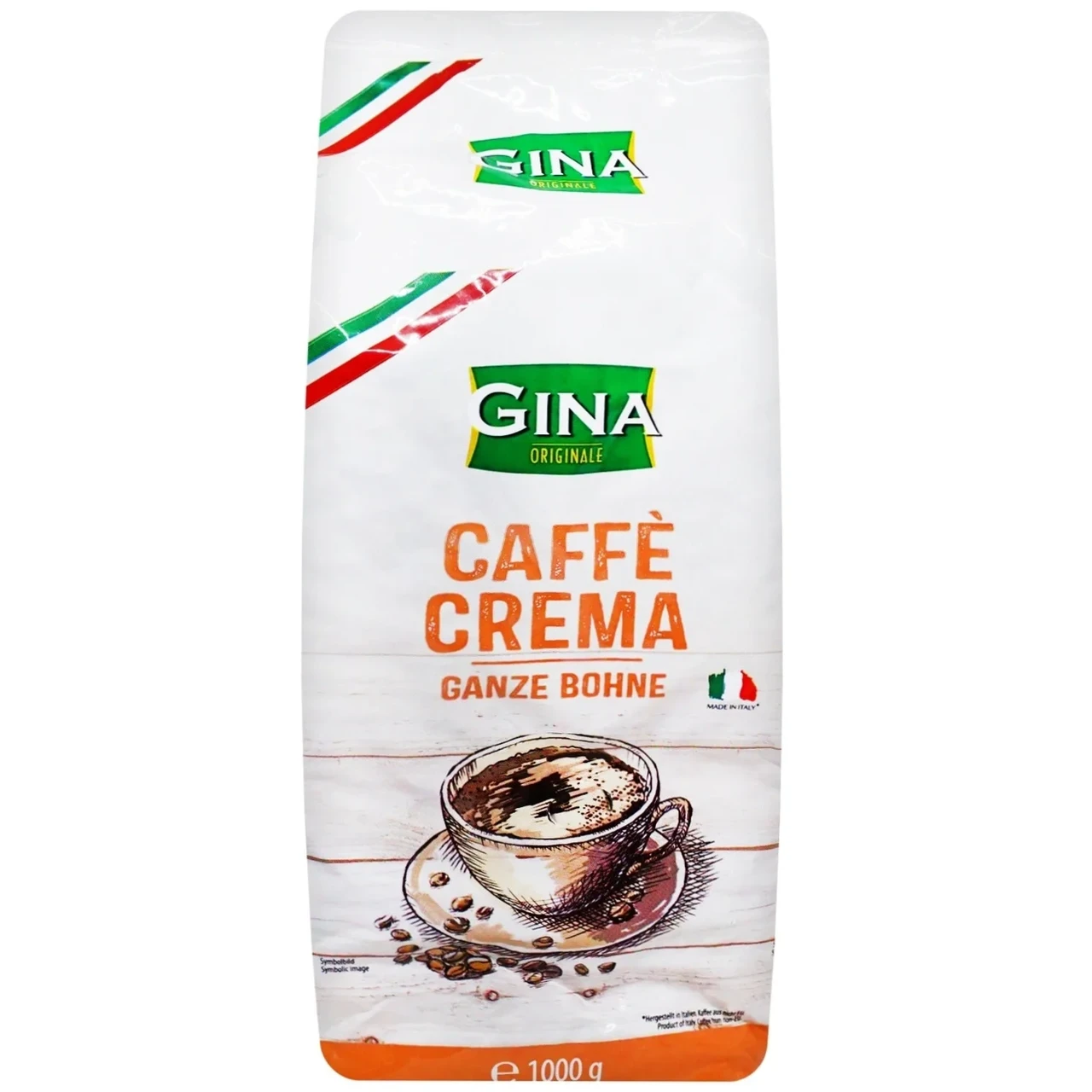 Кава в зернах Gina Caffe CREMA, 1 кг, купаж арабіки та робусти, Австрія
