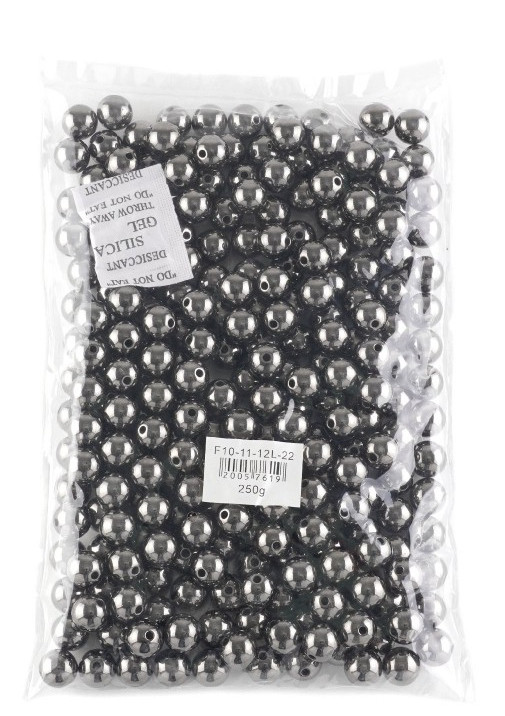 Пластикові перлові намистини — 12 мм. Колір чорний хром. Паковання — 250 грамів (прим295 шт.). Люкс-якість