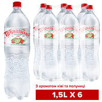 Вода 1,5л сильногазована з ароматом ківі, полуниця "Петриківська" (1/6)