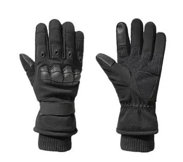 Зимові рукавиці повнопалі на флісі чорні Solve 30102 універсальний розмір з кісточками.PeremogaUA