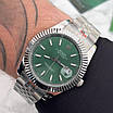 Стильний наручний годинник Rolex DateJust Silver/Green, фото 8