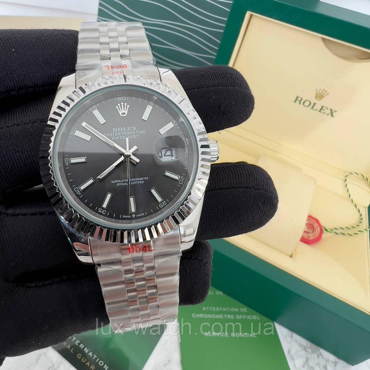 Модний чоловічий годинник R.o.l.e.x. DateJust Silver/Grey