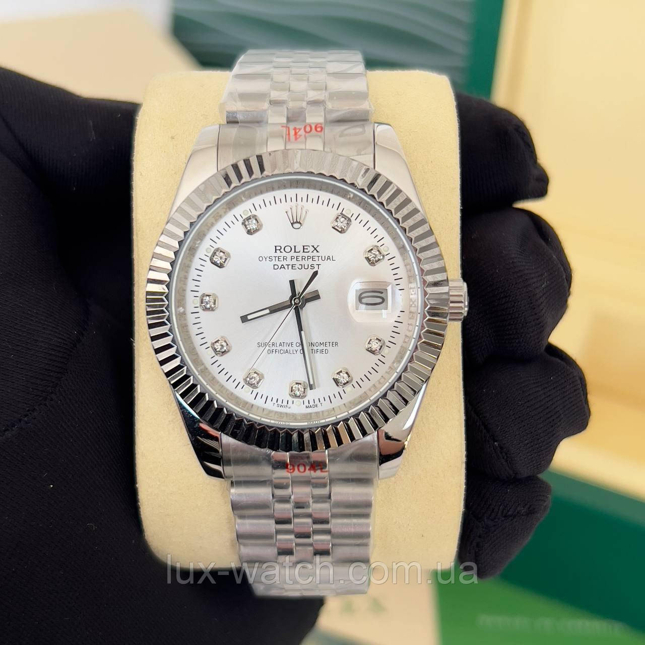 Стильний годинник для хлопців R/o/l/e/x/ DateJust 41 Diamond Silver/Pearl