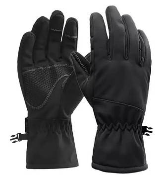 Водовідштовхувальні захисні вітрозахисні Softshell на флісі зимові рукавички Чорні 9001.PeremogaUA XL