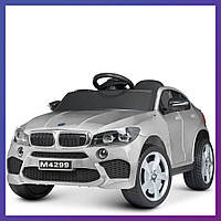 Детский электромобиль на аккумуляторе BMW M 4299 с пультом радиоуправления для детей 3-8 лет автопокрас серый