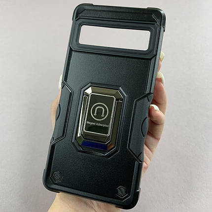 Чохол для Google Pixel 7 Pro протиударний із підставкою чохол на телефон гугл піксель 7 про чорний c6u, фото 1